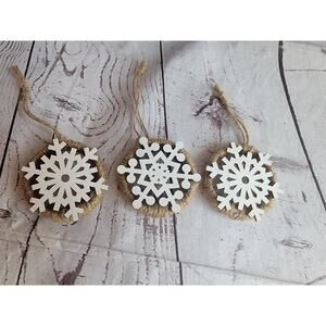 Handmade Rustic Snowflake Ornaments Set Of 3
